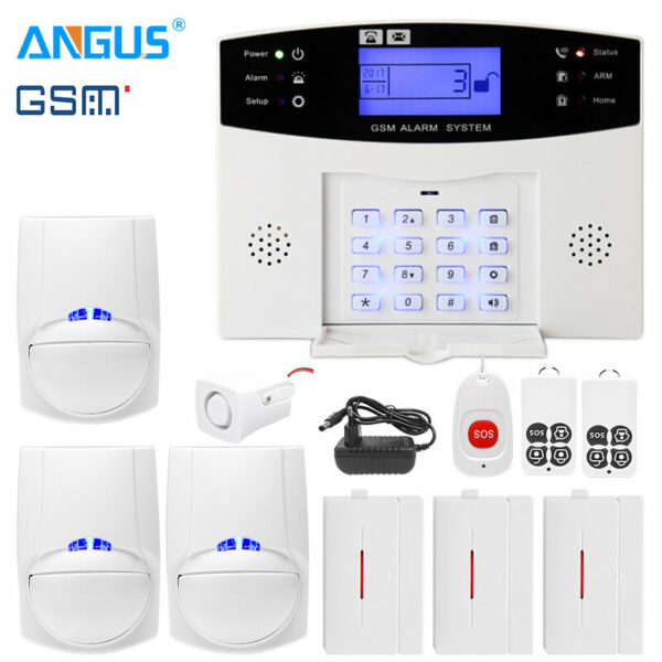 Angus 433Mhz GRPS GSM PSTN Smart Home Security Intruder Burglar Alarm System Wire & Wireless Intercom with 110db Siren for House Type B
