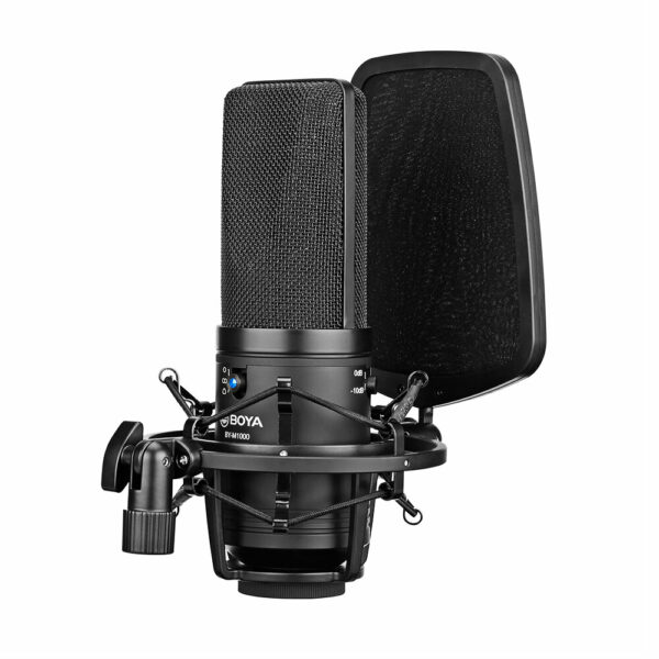 BOYA BY-M1000 Professional Condenser Microphone Kit Support Cardioid/Omnidirectional/Bidirectional with Double-layer Popfilter Shock Mic
