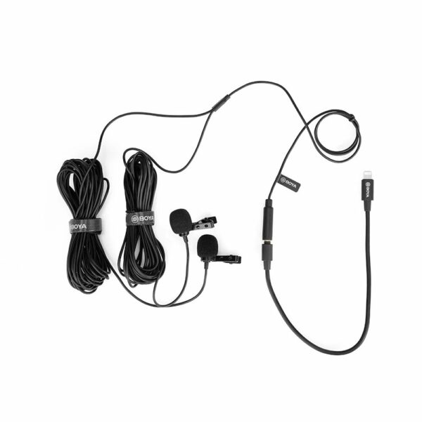 BOYA BY-M2D Dual Lavalier Microphone Omnidirectional Digital MFI Video Mic for iPhone 11 Pro Xs Max Xr for iPad for iPod Touch
