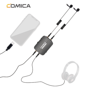 COMICA DUAL.LAV D03 UC Electronically Controlled Lavalier Dual Microphone Omnidirectional 3.5mm Mic for Mobile Phone Live Broadcast Video Conference Interview