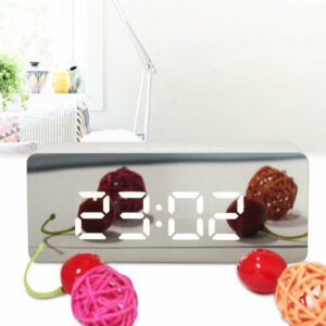 Creative Mirror Alarm Clock LED Digital Display Multifunctional Battery Plug-in Dual-use Clock