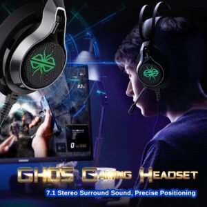 DACOM GH05 Wired Gaming Headphones USB 7.1 Stereo Surround Sound ENC Noise Reduction 50MM Driver Luminous Gaming Headset with Mic for Laptop PC Computer
