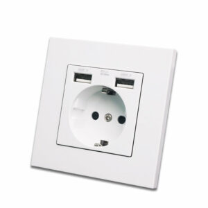 DELVIZ 16A AC 110V-250V Dual USB Charger Port For Mobile Wall lamp switch White Panel
