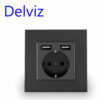 DELVIZ EU AC 110V-250V 16A Wall Embedded Double USB Household  Wall Power Outlet