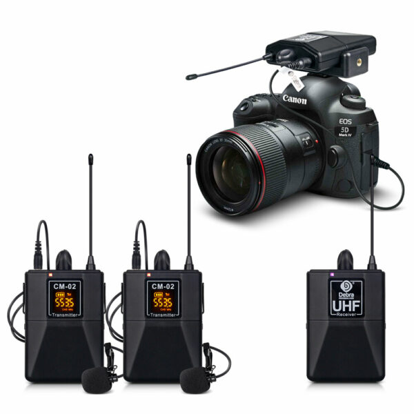 Debra DV01/02 UHF Wireless Lavalier Mic with Monitor Function and Interview Lapel Mic for Smartphone DSLR Camera Webcast