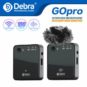 Debra GO-PROII Portable Wireless Lavalier Microphone Interview Lapel Mic with 100m Range for Smartphone DSLR Camera Webcast