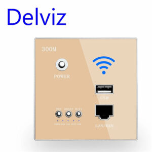 Delviz 220V 300Mbps Wireless WiFi Socket RJ45 Embedded Wall WIFI Route AP Relay Smart USB Socket Crystal Glass Panel