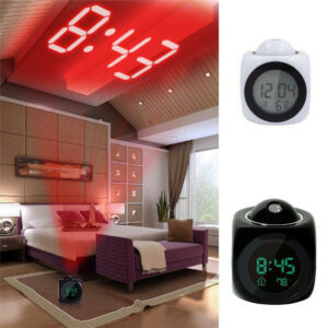 Digital Alarm Clock Wall Ceiling LED Projection Temperature Multifunction with Voice Talking