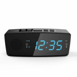 Digital Display Alarm Clocks AM/FM Radio Desktop Clock With Dual USB Charging Ports Dimmer Sleep Timer for Bedroom