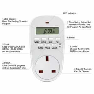 EU Plug Outlet Electric Digital Socket Timer Plug 220V Time Control Countdown Timer Switch