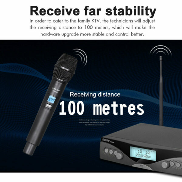 G320AM Wireless Microphone Dual channel UHF Automatic Handheld Microphone Frequency Adjustable 100M Receive