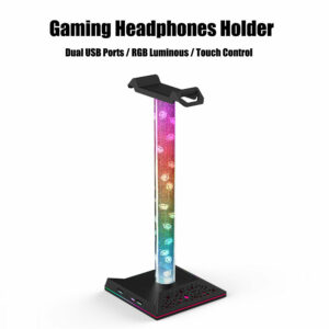 Headphones Stand Dual USB Ports RGB Luminous Touch Control Gaming Headphones Holder Headset Earphone Hanger