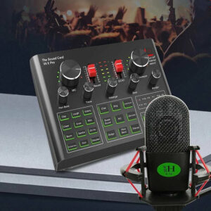 K18 Condenser Microphone Set with V9X PRO Live Sound Card DSP Noise Reduction Karaoke Studio Live Set for Computer Karaoke Studio Recording