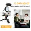 KIT-01LM Vloggging Kits Professional Photography Set with microphone LED Fill Light Tripod Cell Phone Holder Clip Wireless Remote Control for Smart Phones PC Camera Vlogging YouTube Live Recording
