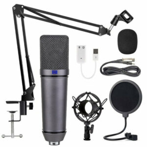 LEORY U87 Condenser Microphone Stand Anchor Recording Set Wired Mic K Song KTV Game Live Broadcast Karaoke PC DJ Audio for Sound Card