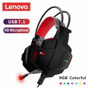 Lenovo HU85 Gaming Headset 40mm Driver HIFI Noise Reduction RGB Luminous Head-Mounted USB Wired Headphones with Mic for Gamer Computer