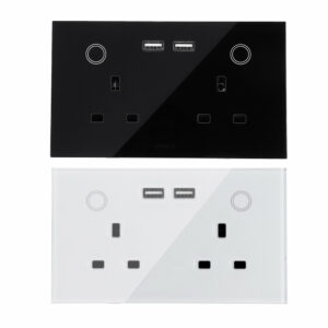 MAKEGOOD 2 Gang WIFI Smart USB Wall Socket UK Electrical Plug Outlet 15A Power Touch Switch Wireless Homekit Charge Work with Alexa Google Home