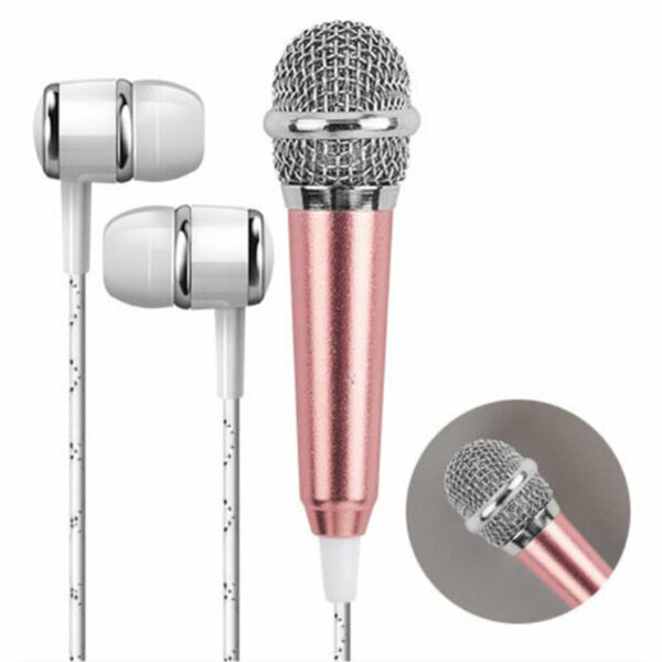 Mini 3.5MM Wired microphone Noise Reduction Portable Handheld Recorder Karaoke Consider Mic with Earphone for Smart Phone Laptop PC