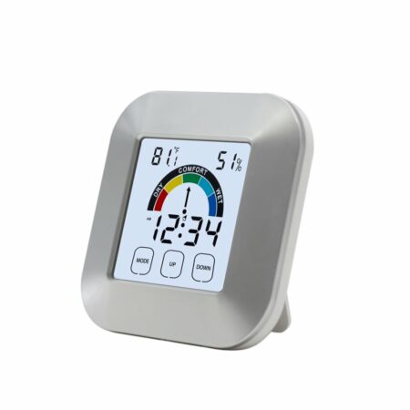 New Temperature And Humidity Touch Electronic Weather Clock Indoor Temperature And Humidity Meter Comfort Indicator Thermometer 1 1 450x450 