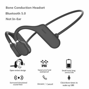 OPENEAR Duet Bone Conduction Sports bluetooth Wireless Headphone 6D Handsfree Driving Neckband IPX6 Waterproof Earphone with Mic