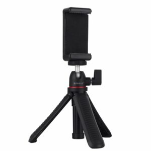 PULUZ PKT3083B Selfie Sticks Tripod Mount + Phone Clamp with Tripod Adapter and Long Screw