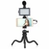 PULUZ PKT3094B 4 in 1 Vlogging Live Mini Octopus Bracket Kit + Studio Light + Microphone + Phone Clamp