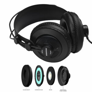 SAMSON SR850 Semi-open Headphone 50mm Drivers Portable Over-ear Stereo Music Sport Headset with Mic