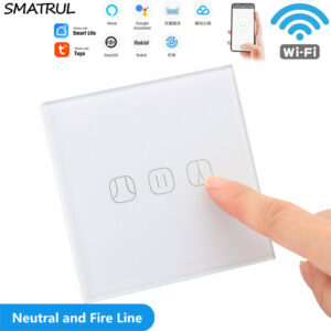 SMATRUL DS151 WiFi 86 Type Touch Switch Smart Home Wireless Remote Control Electric Curtain Shutter Switch Panel Work With Tuya APP Alexa Amazon Google Assistant