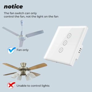 SMATRUL Tuya Touch Wifi Ceiling Fan Switch EU/US Smart Life Remote Timer Speed Wall Glass APP Control Work with Alexa Google Home