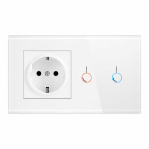 SRAN 170~250V 16A Touch Sensor Switch with Socket Crystal Glass Panel 146*86mm Wall Socket with Light Switch 2 Gang 1 Way