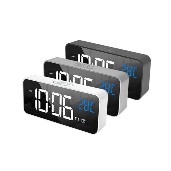 Smart LED Sound Control Mirror Electronic Clock Student Portable Home Desktop USB Charging Mute Snooze Music Alarm Clock