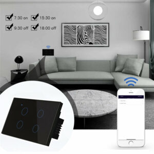 Somgoms Wifi Wall Touch Sensitive Switch App Remote Control 1/2/3/4 Gang Wireless LED Light Smart Touch Screen Switch Work with Alexa Google Assistant