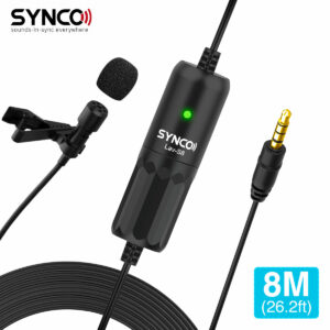 Synco Lav-S8 Omnidirectional Condenser Lavalier Microphone with 8M Long Cable for Smartphone Camera Tablet Recording
