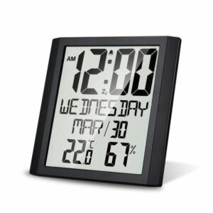 TS-8608 Digital Wall Clock Temperature & Humidity Snooze Alarm Clock Indoor Thermo-hygrometer Weather Monitor for Home