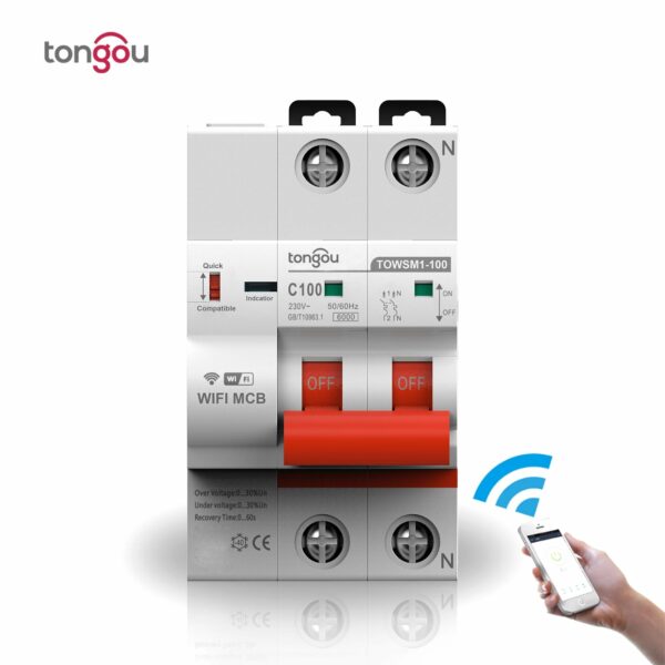 Tongou 2P WIFI Circuit Breaker Timer Remote Control with Overload and Overvoltage/Undervoltage Protection Intelligent Reclosing Switch