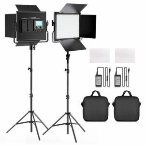 Travor L4500K Bi-color 2 Set LED Video Light Kit Professional Camera Light Dimmable Fill Light Video with Tripod and Bag