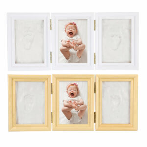 Tri-fold Baby Hand Foot Print Casting Mould Kit Photo Frame Christening Gift Keepsake