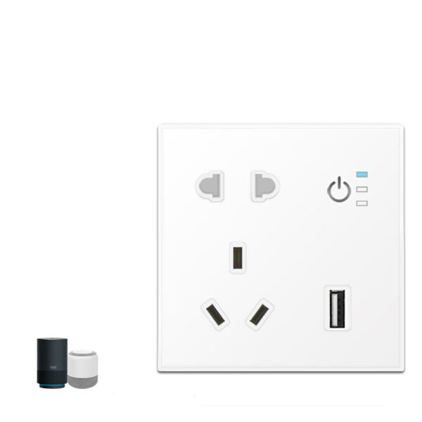 Tuya Smart Wifi Power Outlet Plugs Alexa Voice Control 86 Remote Control Timing Smart Switch For Smart Home Work With Google Home IFTTT