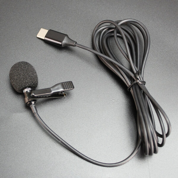USB Type-C Microphone Mini Small Portable Wired Clip-on Lapel Collar Lavalier Condenser USB-C Microphone for Type-C Phones Microphone