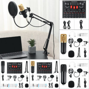 V8S Microphone Wireless Mixer Audio DJ Condenser Sound Card for Live Broadcast MIC