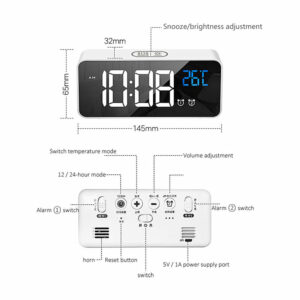 Voice Control Alarm Clock Digital Snooze Mirror Timer LED Display Home Decoration Clocks