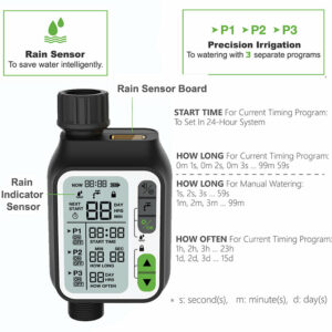Watering Timer Rain Sensor LCD Digital Display Waterproof Water Level Sensor Automatic Watering System Irrigation Controller
