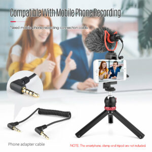 YELANGU MIC10 Mini Microphone Plug-and-Play Mic 3.5mm Plug with Shock Mount Wind Screen for Smartphone DSLR Camera Video Photography