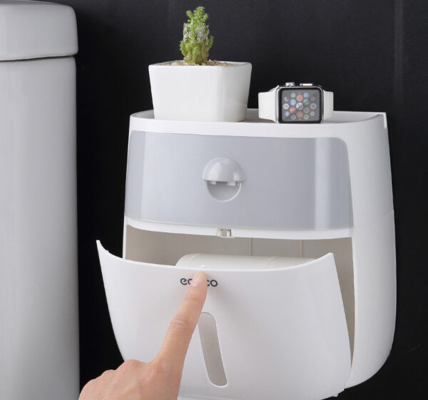 Double Layer Toilet Paper Holder Waterproof Storage Box