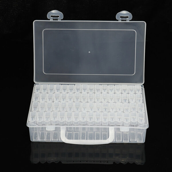 64 Lattice Ornament Rectangular Small Storage Box Manicure Transparent Mini Plastic Box Tool Box