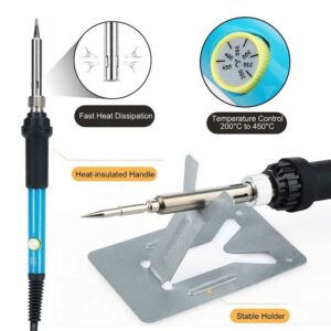 71Pcs 60W Adjustable Temperature Electric Soldering Pyrography Iron Set Welding Solder Station Heat Pencil Repair Tools Kit Woodwork