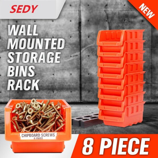 8Pcs ABS Toolbox Awall-mounted Storage Box Foldable Tray Hardware Screw Tool Organize Box Stackable for Small Racks Side by Side