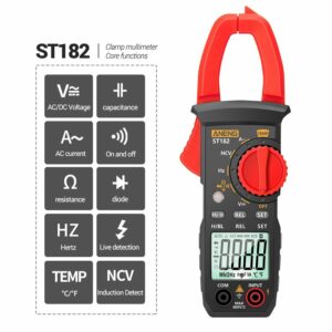 ANENG ST182 Digital Clamp Meter DC/AC Voltage Tester Clamp Multimeter Hz Capacitance NCV Ohm Test