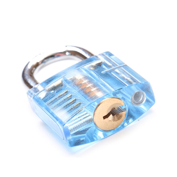 DANIU 5Pins Blue Transparent Pick Cutaway Visable Inside View Padlock Lock for Locksmith Practice Training
