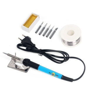 HILDA 220V 60W Electric Adjustable Temperature Solder Iron Stand Solder Wire Tool Kit EU Plug with 5Pcs Tips